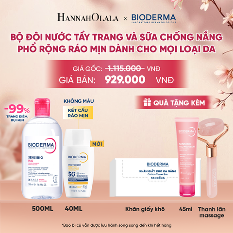  BỘ ĐÔI NƯỚC TẨY TRANG VÀ SỮA CHỐNG NẮNG PHỔ RỘNG RÁO MỊN CHO MỌI LOẠI DA (CHỌN MÀU) - A1875 