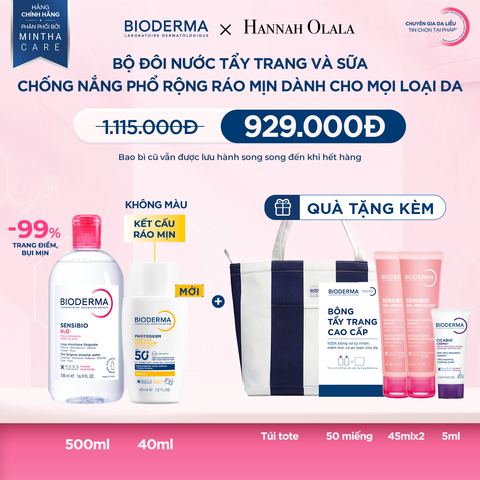  BỘ ĐÔI NƯỚC TẨY TRANG VÀ SỮA CHỐNG NẮNG PHỔ RỘNG RÁO MỊN CHO MỌI LOẠI DA (CHỌN MÀU) 