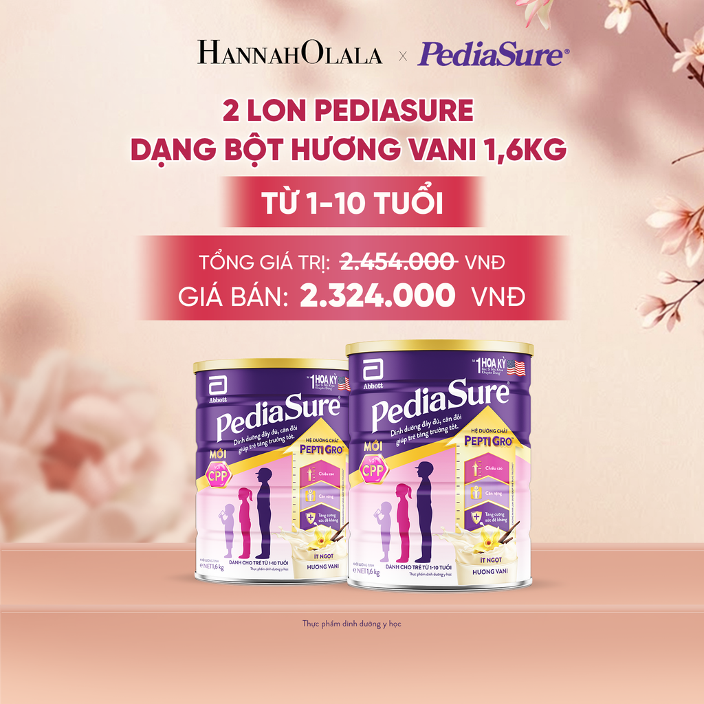  2 LON PEDIASURE DẠNG BỘT HƯƠNG VANI 1.6KG (DÙNG CHO BÉ 1-10 TUỔI) DEAL 14: - A1898 