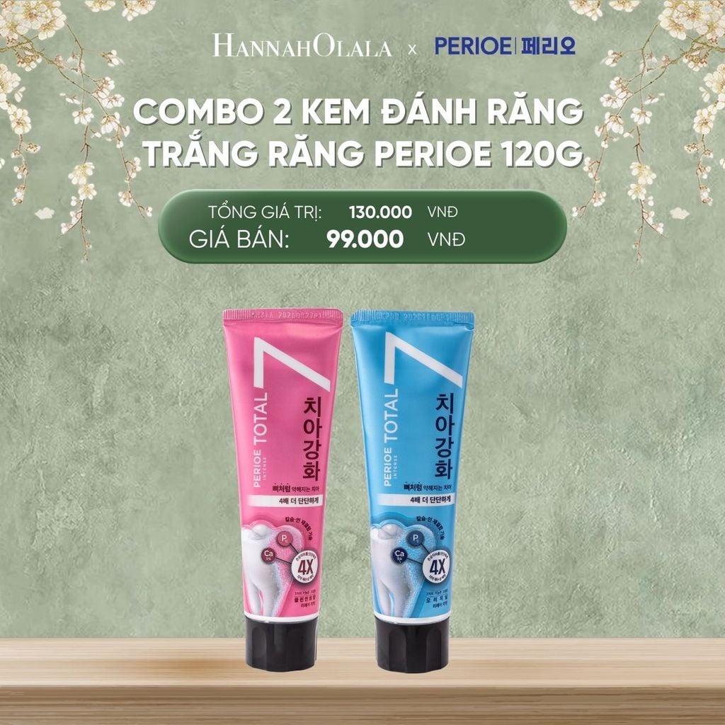  DEAL 8: COMBO 2 KEM ĐÁNH RĂNG TRẮNG RĂNG PERIOE CHĂM SÓC RĂNG MIỆNG, NGỪA SÂU RĂNG 120G 