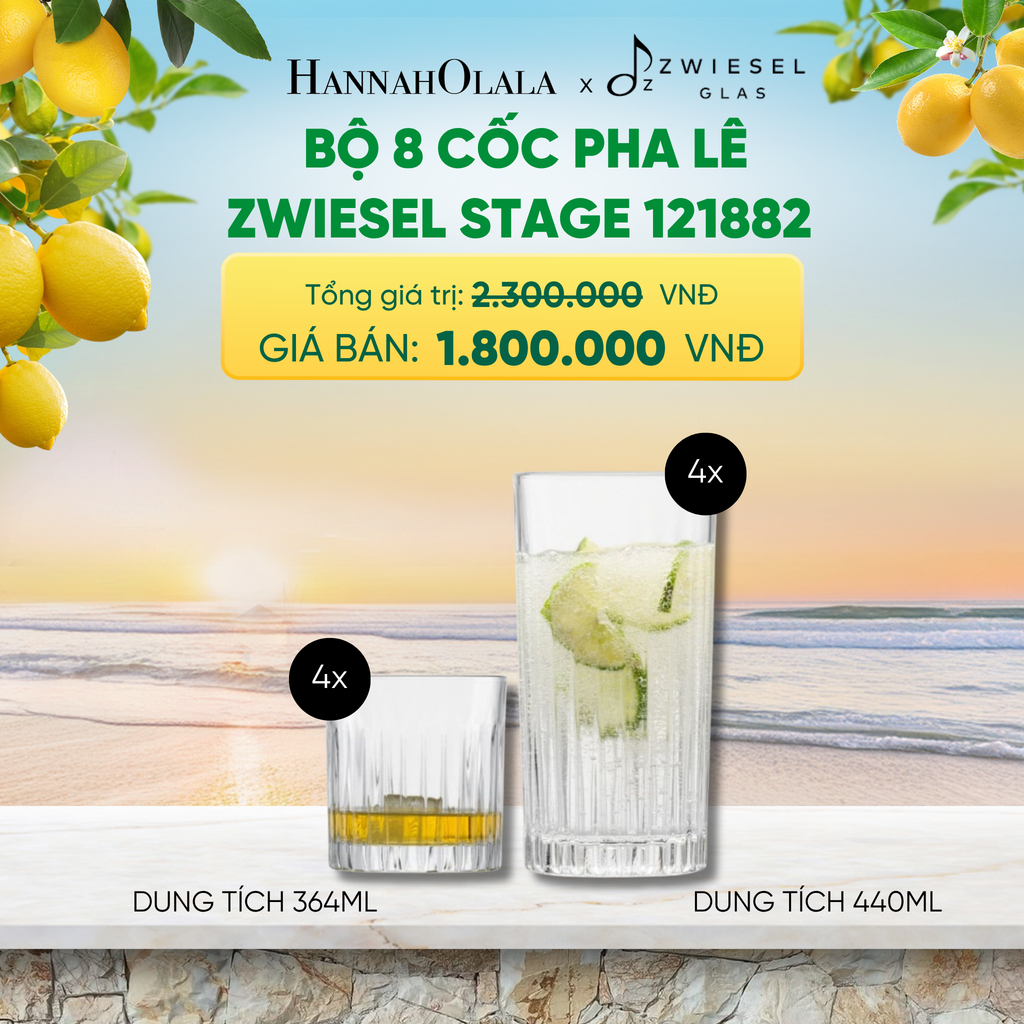  BỘ 8 CỐC PHA LÊ ZWIESEL STAGE 121882 CỐC THẤP 364ML, CỐC CAO 440ML - A2166 