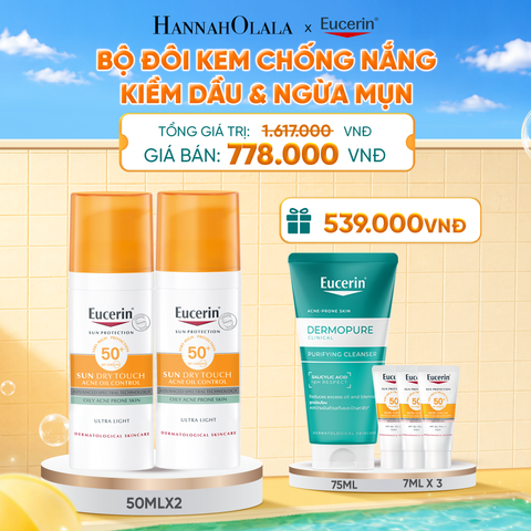  BỘ 2 KEM CHỐNG NẮNG KIỀM DẦU & NGỪA MỤN EUCERIN SUN DRY TOUCH SPF50+ 50ML - E14 