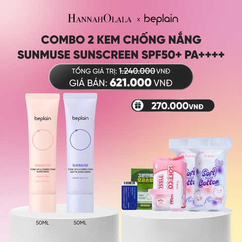  COMBO 2 KCN: BEPLAIN KEM CHỐNG NẮNG SUNMUSE SUNSCREEN 50ML BẤT KỲ_A2157 