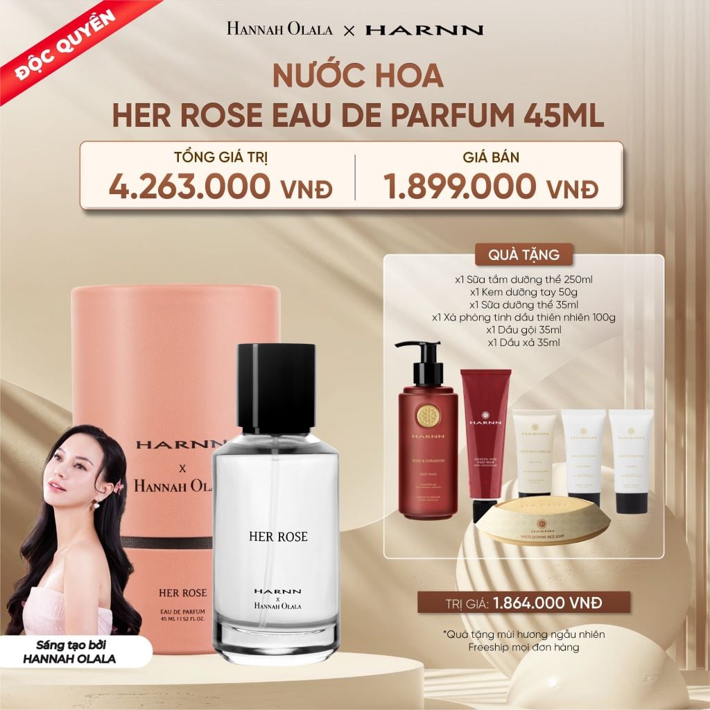  DEAL 14: [ĐỘC QUYỀN HARNN x HANNAH OLALA] NƯỚC HOA HER ROSE EAU DE PARFUM 45ML 
