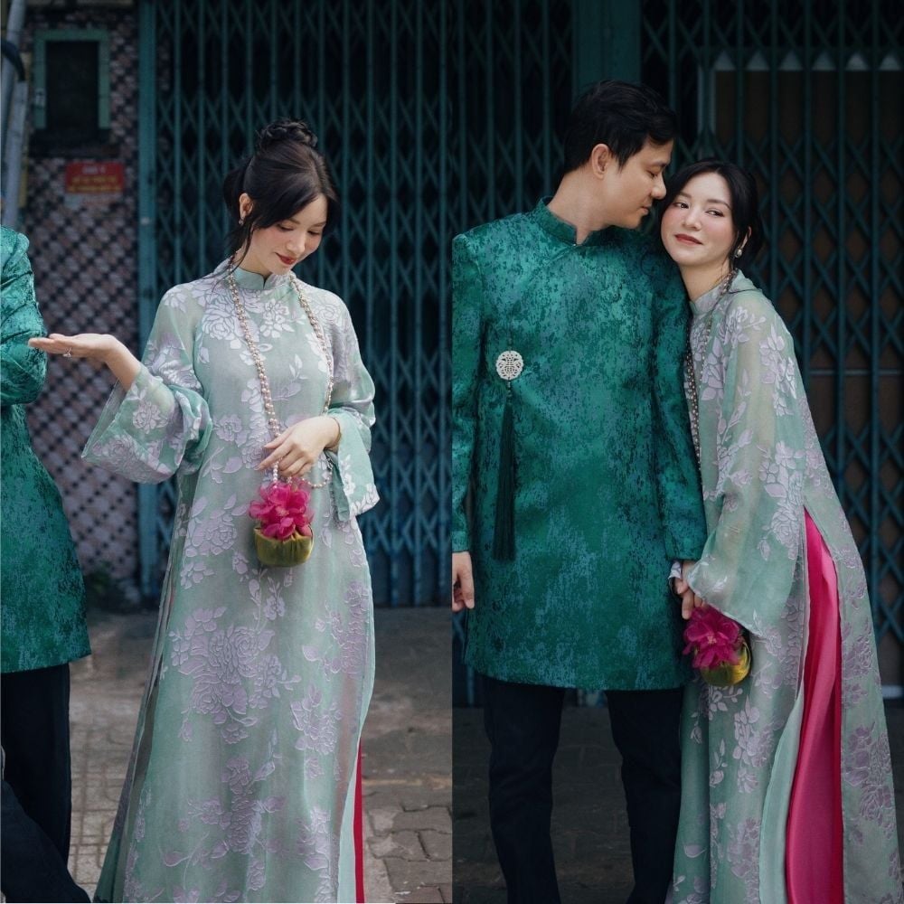  DEAL 2: SET ÁO DÀI 3 MÓN CẨM HOA CÁC 