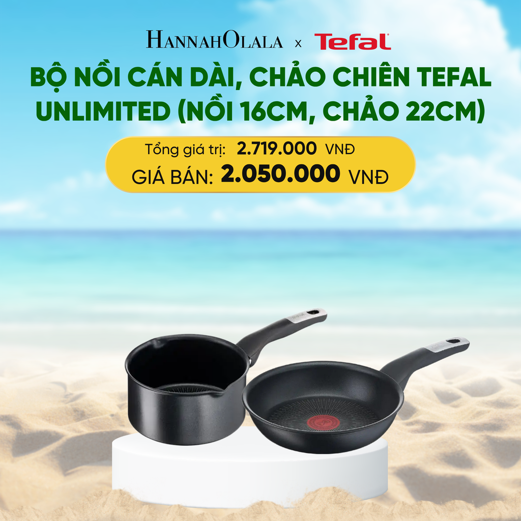  BỘ NỒI CÁN DÀI, CHẢO CHIÊN TEFAL UNLIMITED (NỒI 16CM, CHẢO 22CM) 