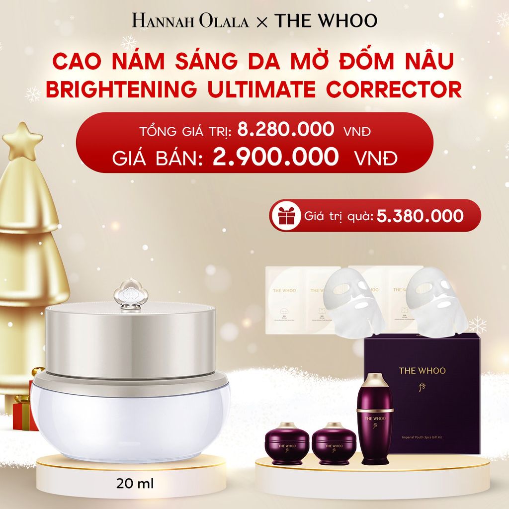  A336_DEAL 14: CAO NÁM SÁNG DA MỜ ĐỐM NÂU THE WHOO GONGJINHYANG BRIGHT ULTIMATE CORRECTOR 20ML 