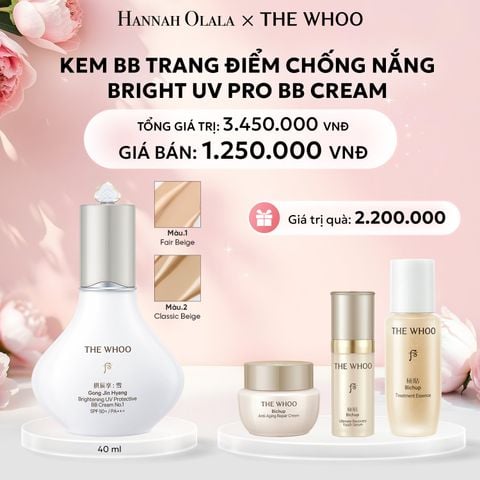  E230: DEAL 14: PHIÊN BẢN 2025 - KEM BB TRANG ĐIỂM CHỐNG NẮNG WHOO SEOL BRIGHT UV PRO BB CREAM 40ML - MÀU 01/02 - [GIAO HÀNG TỪ 03/10] 