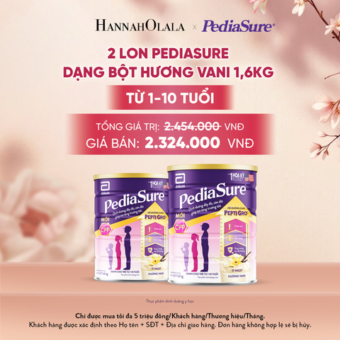  2 LON PEDIASURE DẠNG BỘT HƯƠNG VANI 1.6KG (DÙNG CHO BÉ 1-10 TUỔI) DEAL 14: - A1898 