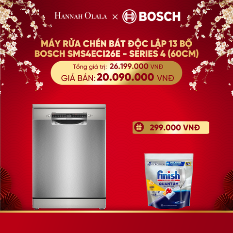  DEAL 14: MÁY RỬA CHÉN BÁT ĐỘC LẬP 13 BỘ BOSCH SMS4ECI26E - SERIES 4 (60CM) 