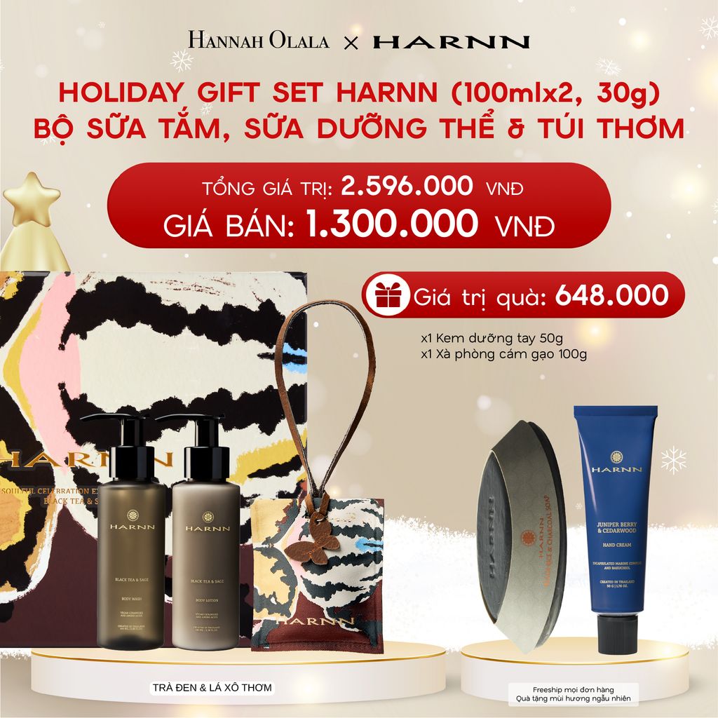  A1108_DEAL 14: HOLIDAY SET HARNN SOULFUL EXPLORER - BỘ 3 SẢN PHẨM SỮA TẮM, SỮA DƯỠNG THỂ & TÚI THƠM (100ml*x2, 30g) 