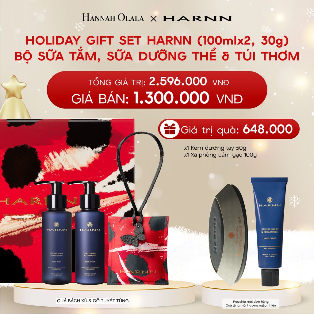  A1108_DEAL 14: HOLIDAY SET HARNN SOULFUL EXPLORER - BỘ 3 SẢN PHẨM SỮA TẮM, SỮA DƯỠNG THỂ & TÚI THƠM (100ml*x2, 30g) 