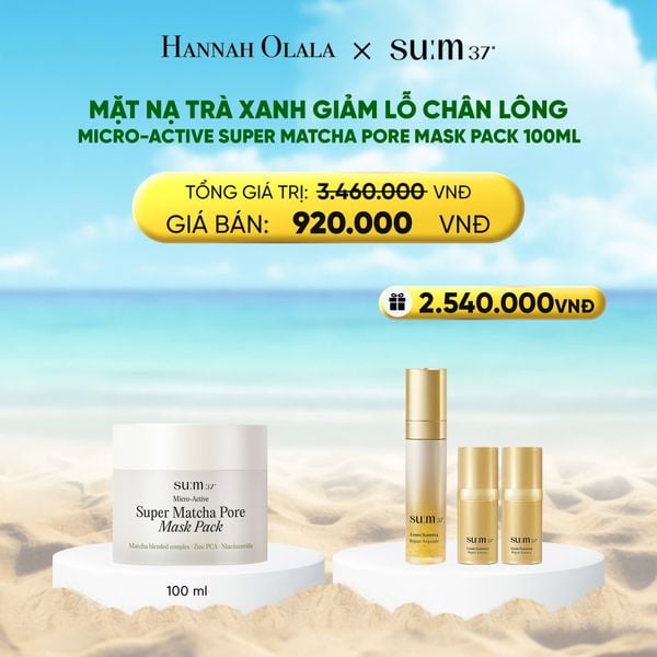  MẶT NẠ TRÀ XANH GIẢM LỖ CHÂN LÔNG SU:M37 MICRO-ACTIVE SUPER MATCHA PORE MASK PACK 100ML 