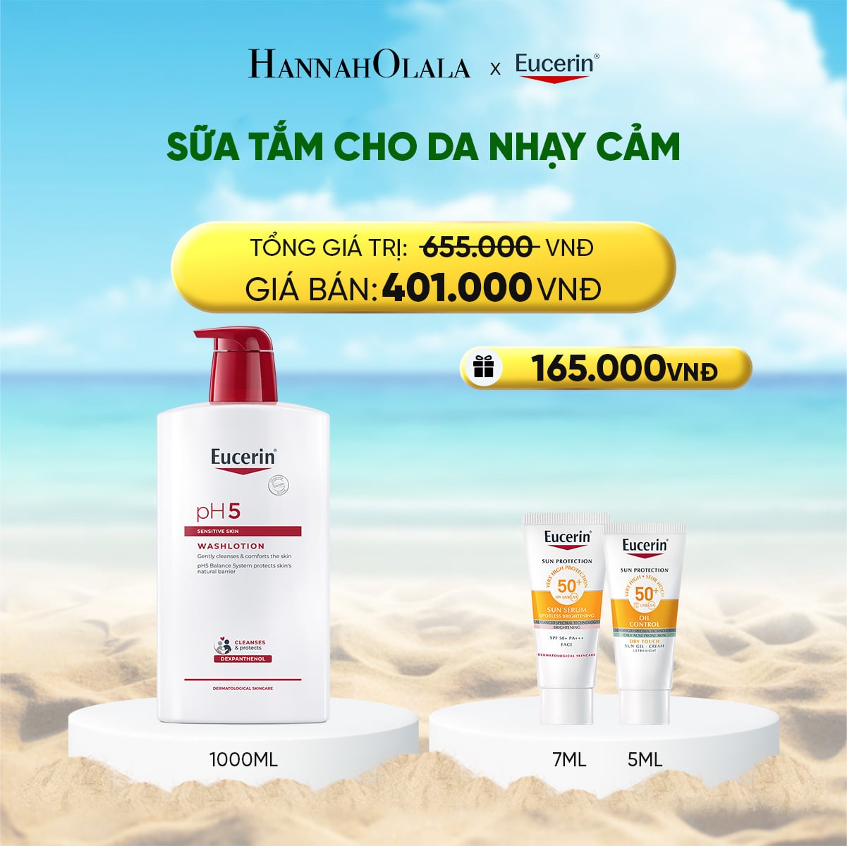 A1205_deal 14: sữa tắm cho da nhạy cảm eucerin ph5 sensitive skin washlotion 1000ml