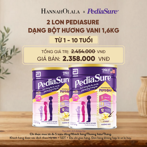  2 LON PEDIASURE DẠNG BỘT HƯƠNG VANI 1.6KG (DÙNG CHO BÉ 1-10 TUỔI) - D83 