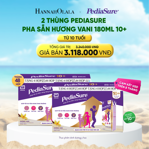  DEAL_14: 2 THÙNG PEDIASURE PHA SẴN HƯƠNG VANI 180ML 10+ 