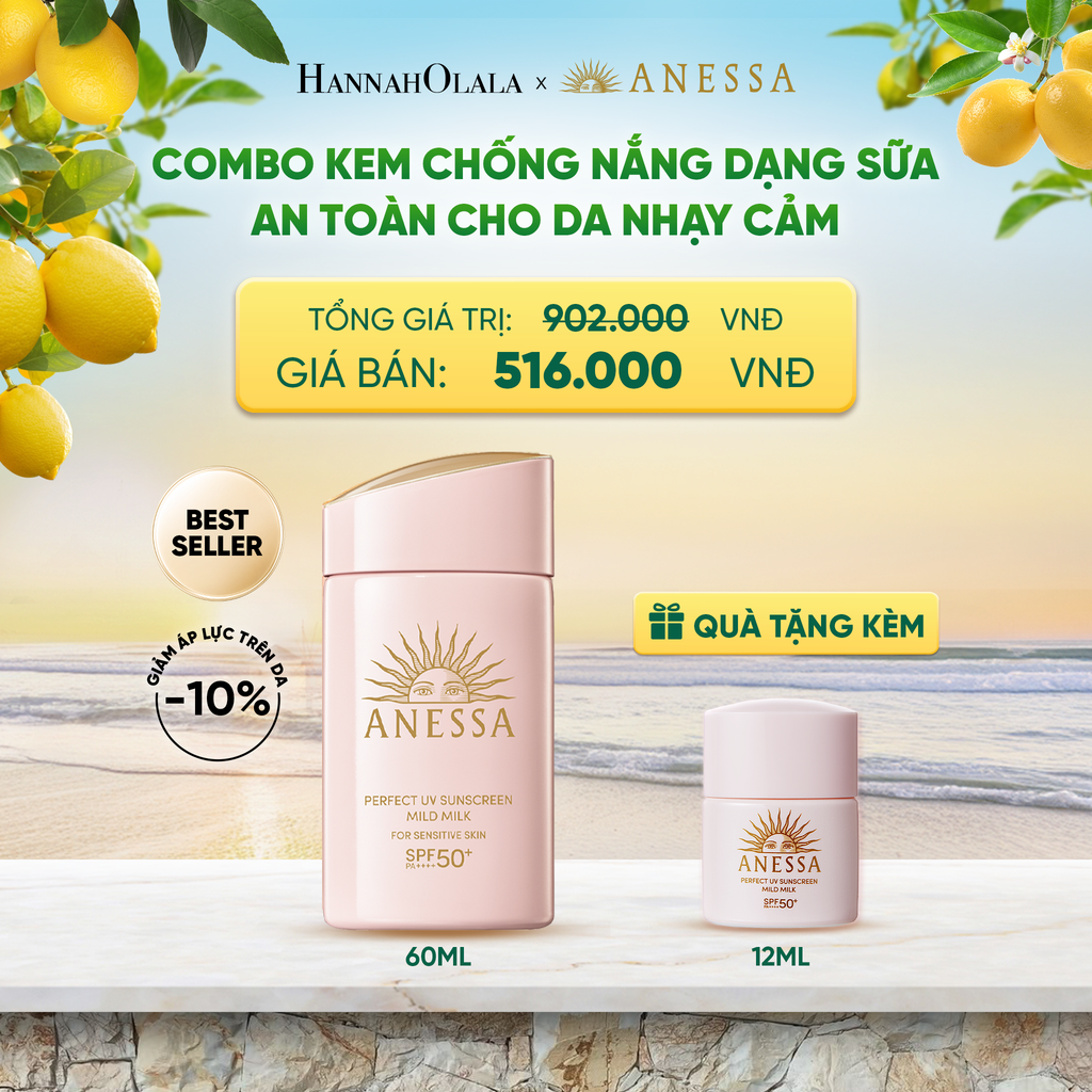  SỮA CHỐNG NẮNG DƯỠNG DA DỊU NHẸ AN TOÀN CHO DA NHẠY CẢM VÀ TRẺ EM ANESSA MILD MILK SPF50+ PA++++ 60ML - DEAL 18 