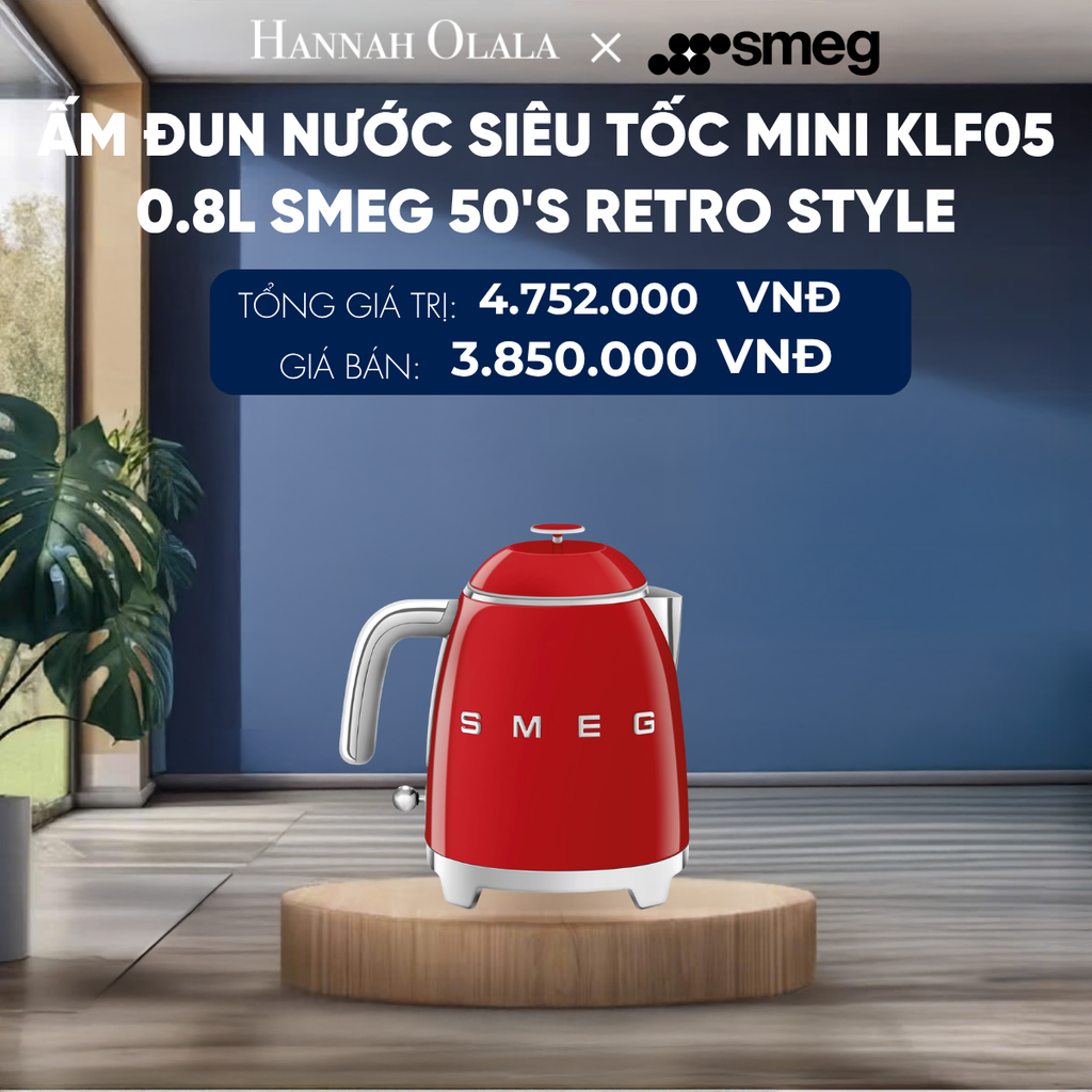  ẤM ĐUN NƯỚC SIÊU TỐC MINI KLF05 0.8L SMEG 50'S RETRO STYLE 