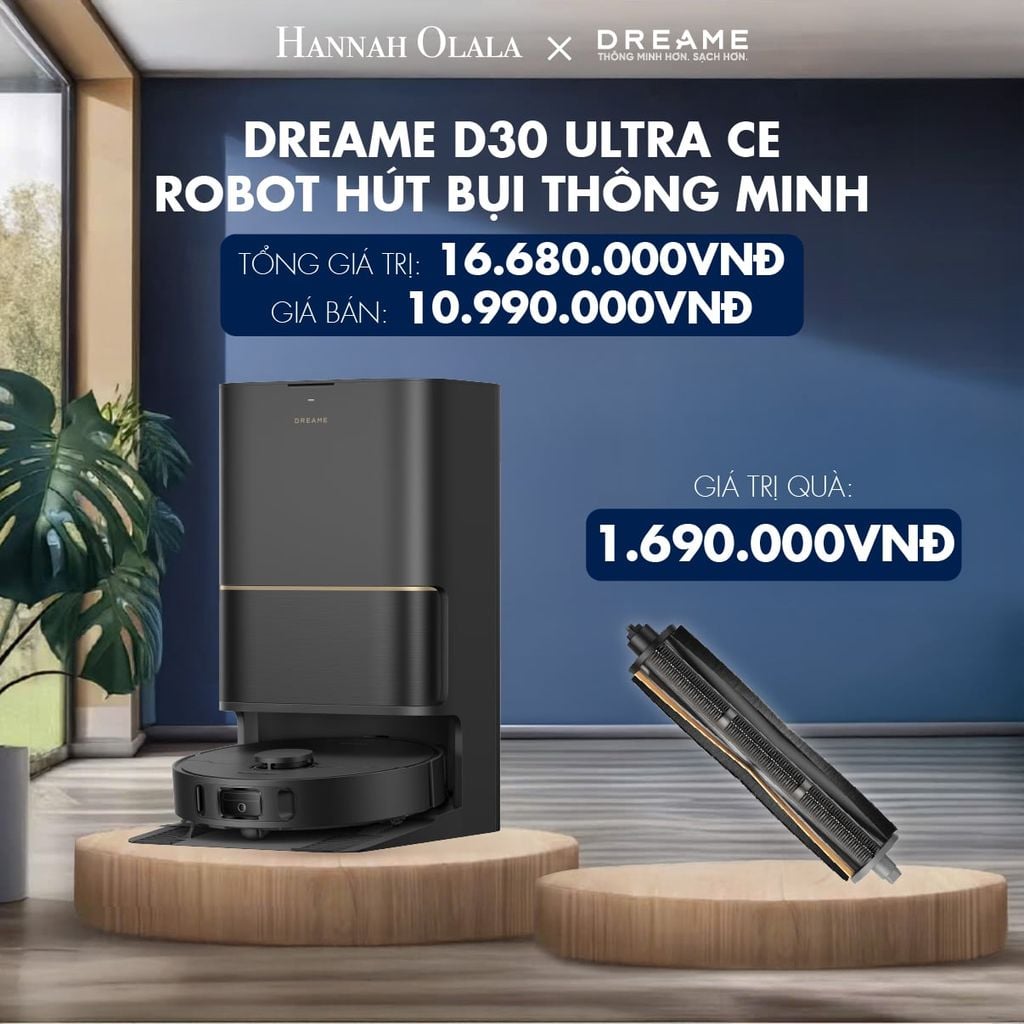  DREAME D30 ULTRA CE ROBOT HÚT BỤI THÔNG MINH - LỰC HÚT 25.000PA - SẤY KHÔ GIẺ LAU KHÍ NÓNG - BH 24 THÁNG 