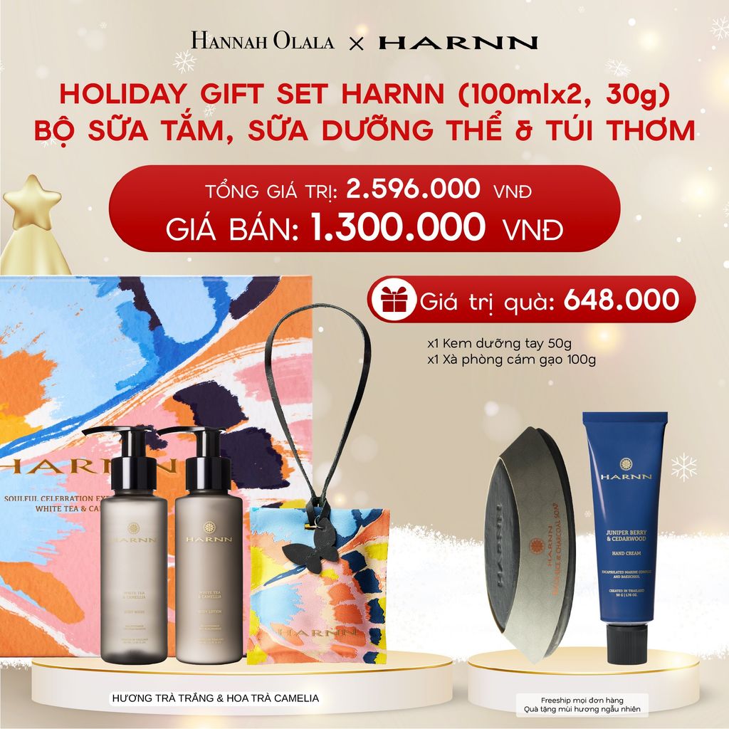  A1108_DEAL 14: HOLIDAY SET HARNN SOULFUL EXPLORER - BỘ 3 SẢN PHẨM SỮA TẮM, SỮA DƯỠNG THỂ & TÚI THƠM (100ml*x2, 30g) 