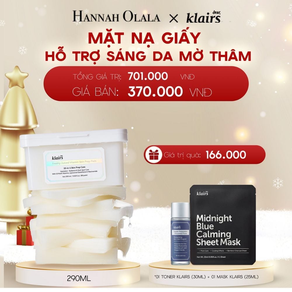  DEAL 11: DEAR, KLAIRS MẶT NẠ GIẤY FRESHLY VITAMIN SKIN PREP PADS 290ML 