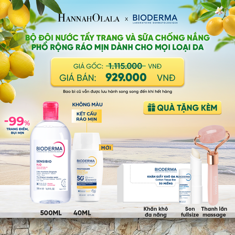  BỘ ĐÔI NƯỚC TẨY TRANG VÀ SỮA CHỐNG NẮNG PHỔ RỘNG RÁO MỊN CHO MỌI LOẠI DA (CHỌN MÀU) 