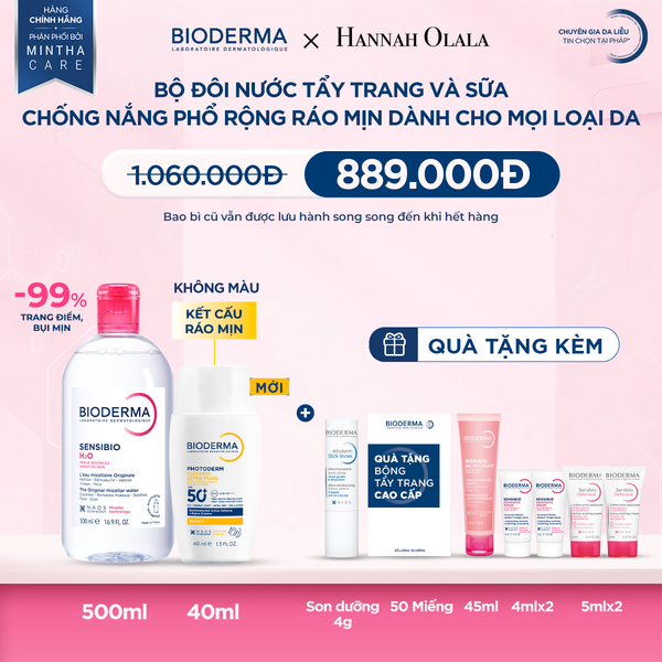  DEAL 13: BỘ ĐÔI NƯỚC TẨY TRANG VÀ SỮA CHỐNG NẮNG PHỔ RỘNG RÁO MỊN CHO MỌI LOẠI DA (CHỌN MÀU) 