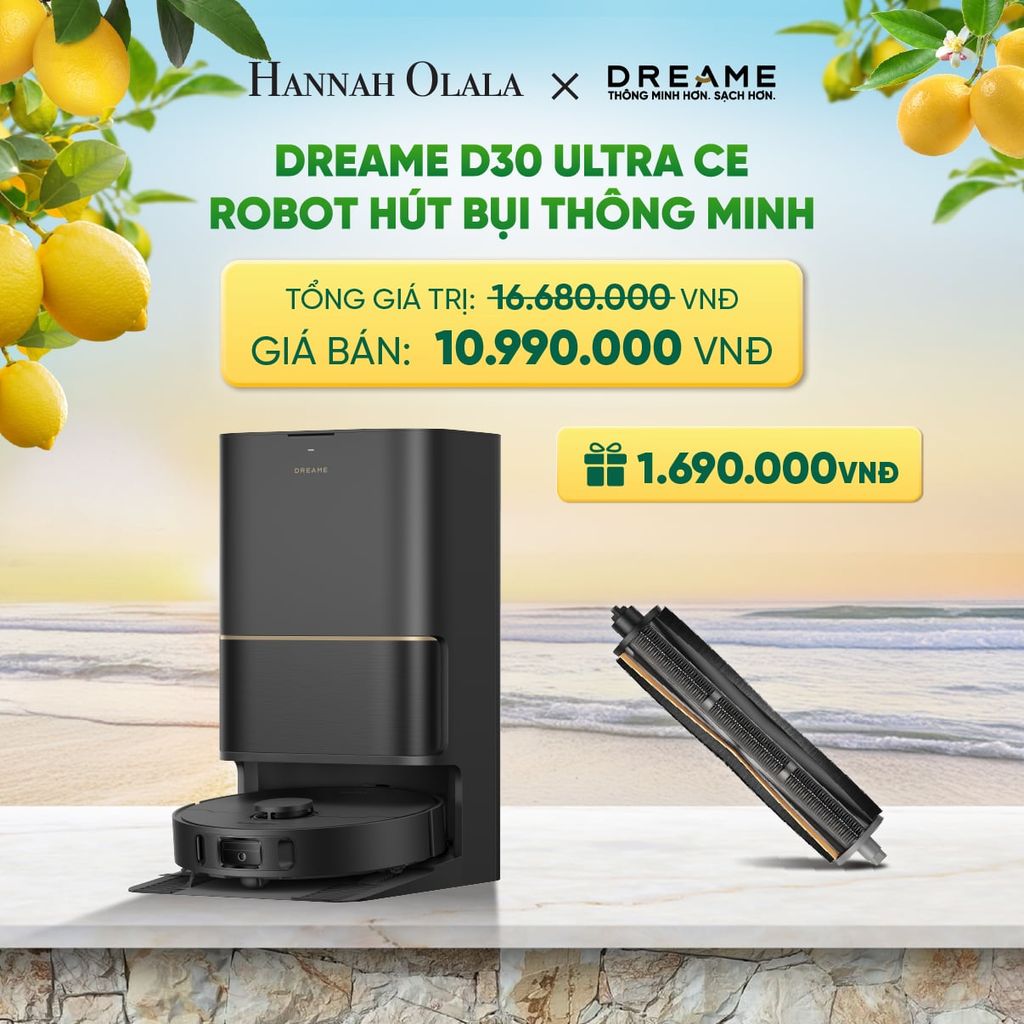  DREAME D30 ULTRA CE ROBOT HÚT BỤI THÔNG MINH - LỰC HÚT 25.000PA - SẤY KHÔ GIẺ LAU KHÍ NÓNG - BH 24 THÁNG 