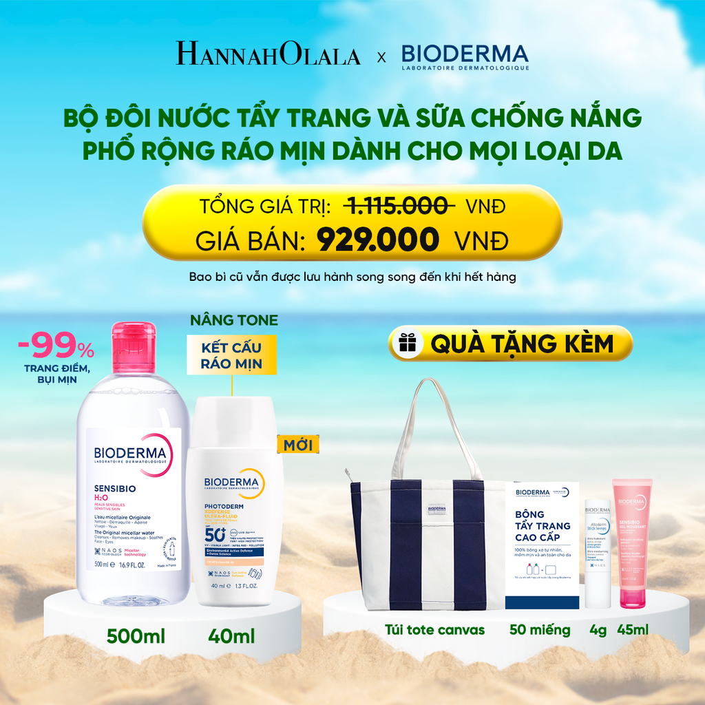 DEAL 12: BỘ ĐÔI NƯỚC TẨY TRANG VÀ SỮA CHỐNG NẮNG PHỔ RỘNG RÁO MỊN CHO MỌI LOẠI DA (CHỌN MÀU) 