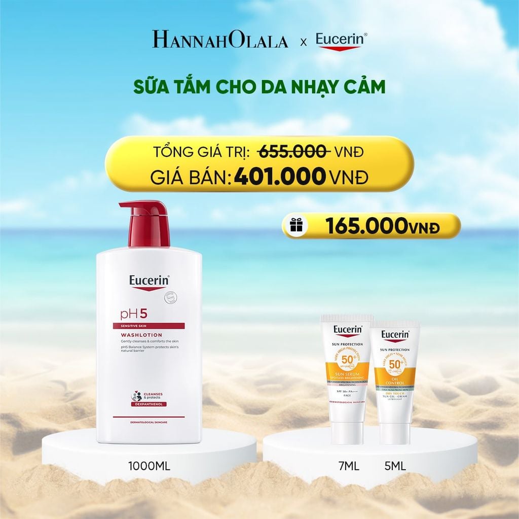  DEAL 14: SỮA TẮM CHO DA NHẠY CẢM EUCERIN PH5 SENSITIVE SKIN WASHLOTION 1000ML 