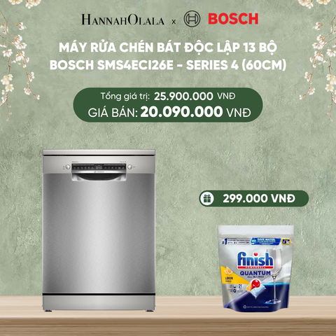  DEAL 14: MÁY RỬA CHÉN BÁT ĐỘC LẬP 13 BỘ BOSCH SMS4ECI26E - SERIES 4 (60CM) 