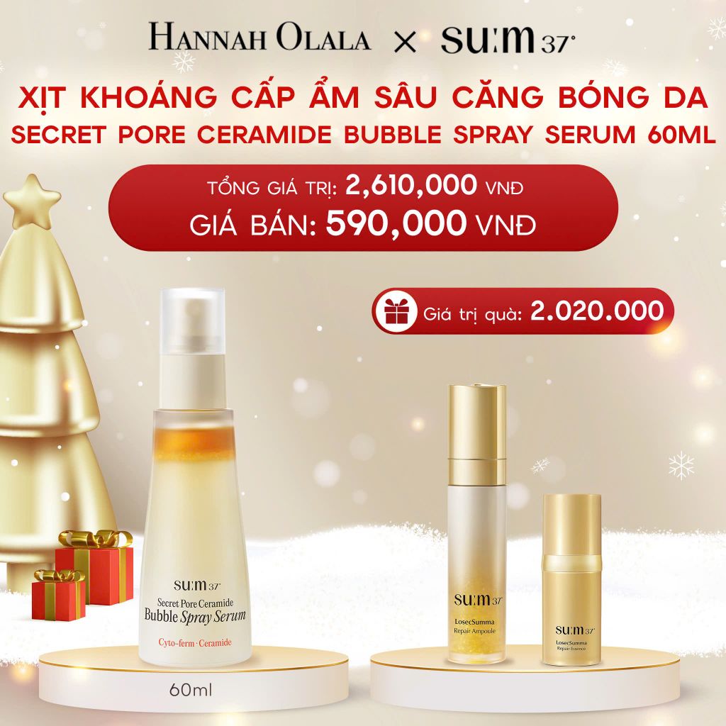  A319_DEAL 14: XỊT KHOÁNG CẤP ẨM SÂU CĂNG BÓNG DA SU:M37 SECRET PORE CERAMIDE BUBBLE SPRAY SERUM 60ML 