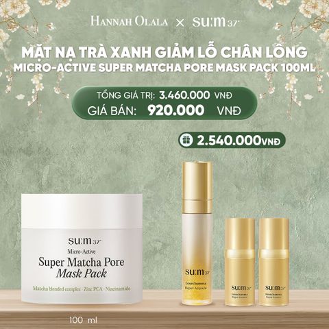  DEAL39: MẶT NẠ TRÀ XANH GIẢM LỖ CHÂN LÔNG SU:M37 MICRO-ACTIVE SUPER MATCHA PORE MASK PACK 100ML 