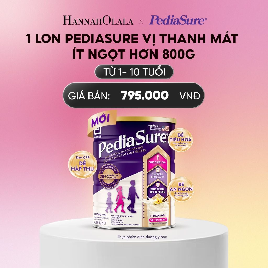  1 LON PEDIASURE VỊ THANH MÁT, ÍT NGỌT HƠN 800G DEAL 5: _A753 