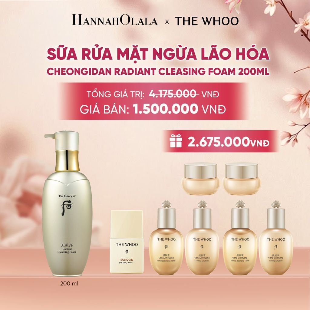  SỮA RỬA MẶT NGỪA LÃO HÓA WHOO CHEONGIDAN RADIANT CLEANSING FOAM 200ML - A807 