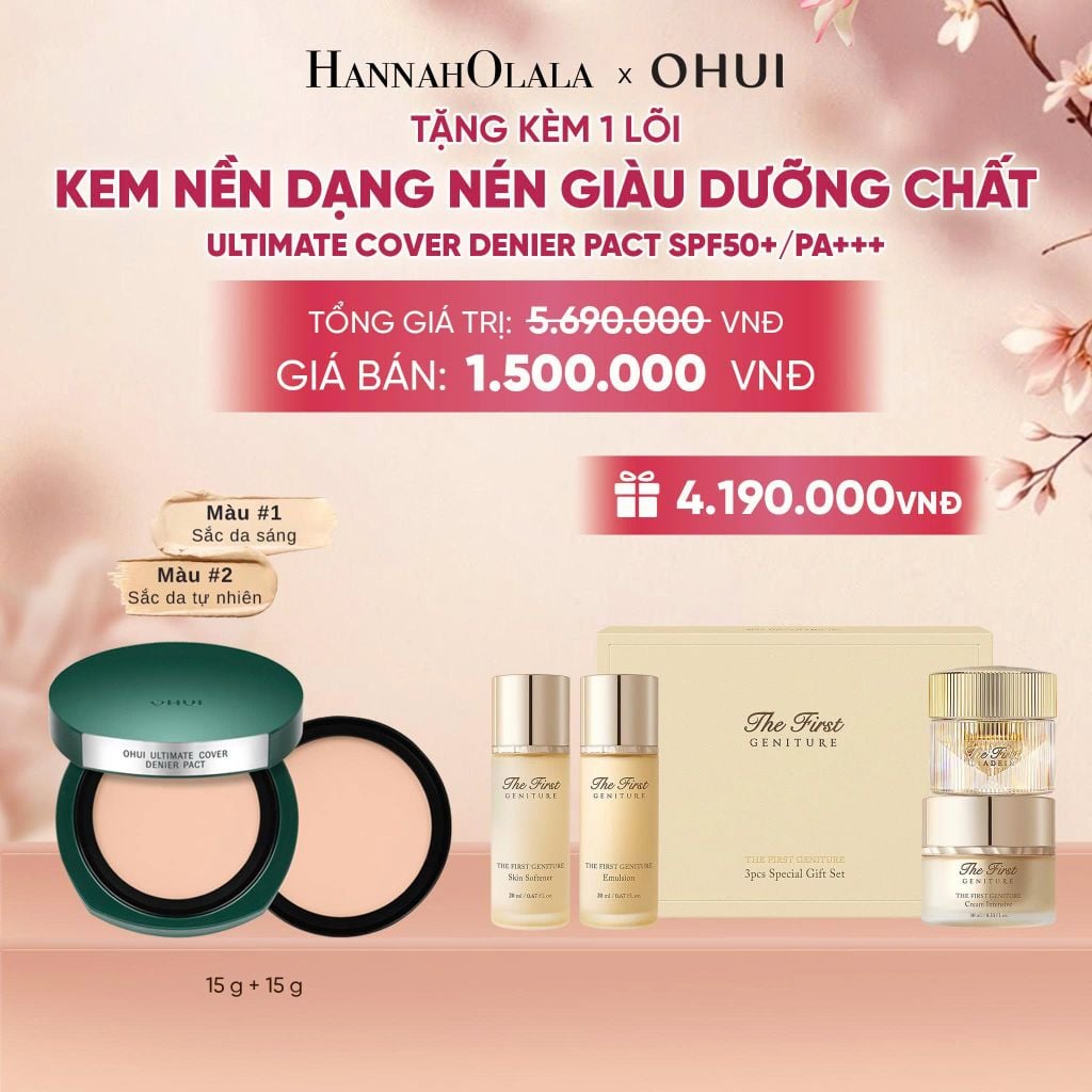  KEM NỀN DẠNG NÉN GIÀU DƯỠNG CHẤT OHUI ULTIMATE COVER DENIER PACT SPF50+/PA+++ - A379 