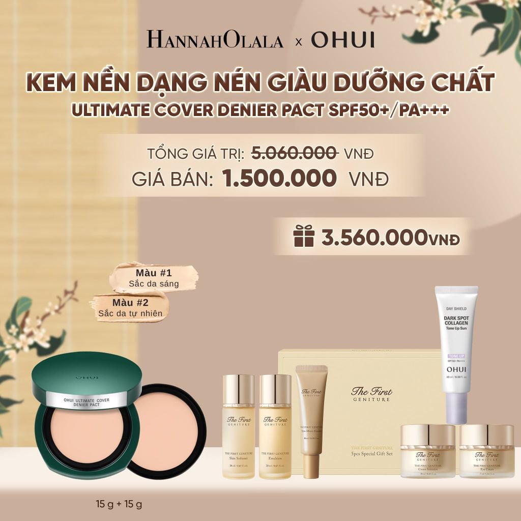  KEM NỀN DẠNG NÉN GIÀU DƯỠNG CHẤT OHUI ULTIMATE COVER DENIER PACT SPF50+/PA+++ - A17 
