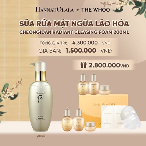  SỮA RỬA MẶT NGỪA LÃO HÓA WHOO CHEONGIDAN RADIANT CLEASING FOAM 200ML - A130 
