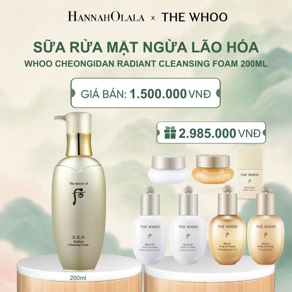  SỮA RỬA MẶT NGỪA LÃO HÓA WHOO CHEONGIDAN RADIANT CLEASING FOAM 200ML - A308 