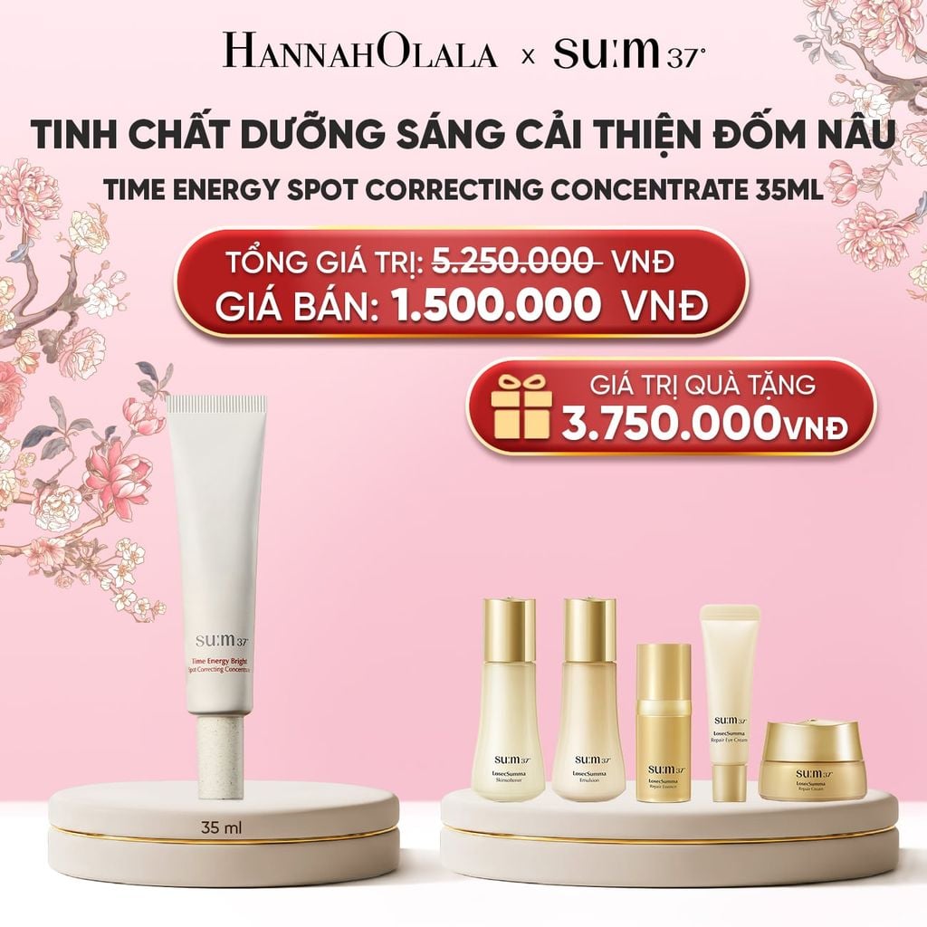  TINH CHẤT DƯỠNG SÁNG CẢI THIỆN ĐỐM NÂU SU:M37 TIME ENERGY BRIGHT SPOT CORRECTING CONCENTRATE 35ML 