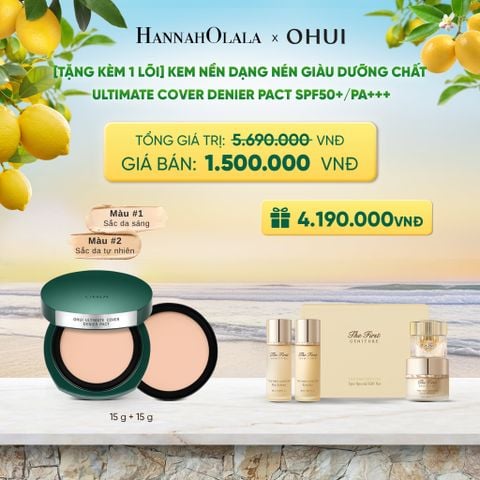  MỚI - [TẶNG KÈM 1 LÕI] KEM NỀN DẠNG NÉN GIÀU DƯỠNG CHẤT OHUI ULTIMATE COVER DENIER PACT SPF50+/PA+++ - A33 
