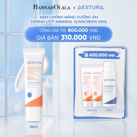  KEM CHỐNG NẮNG DƯỠNG ẨM AESTURA DERMA UV365 BARRIER HYDRO MINERAL SUNSCREEN 25ML SPF50+ PA++++_ A116 
