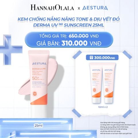  KEM CHỐNG NẮNG NÂNG TONE AESTURA DERMA UV365 RED CALMING TONE UP SUNCREEN 25ML SPF50+ PA++++ 