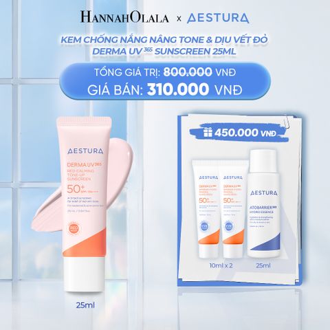  KEM CHỐNG NẮNG NÂNG TONE AESTURA DERMA UV365 RED CALMING TONE UP SUNCREEN 25ML SPF50+ PA++++_ A117 