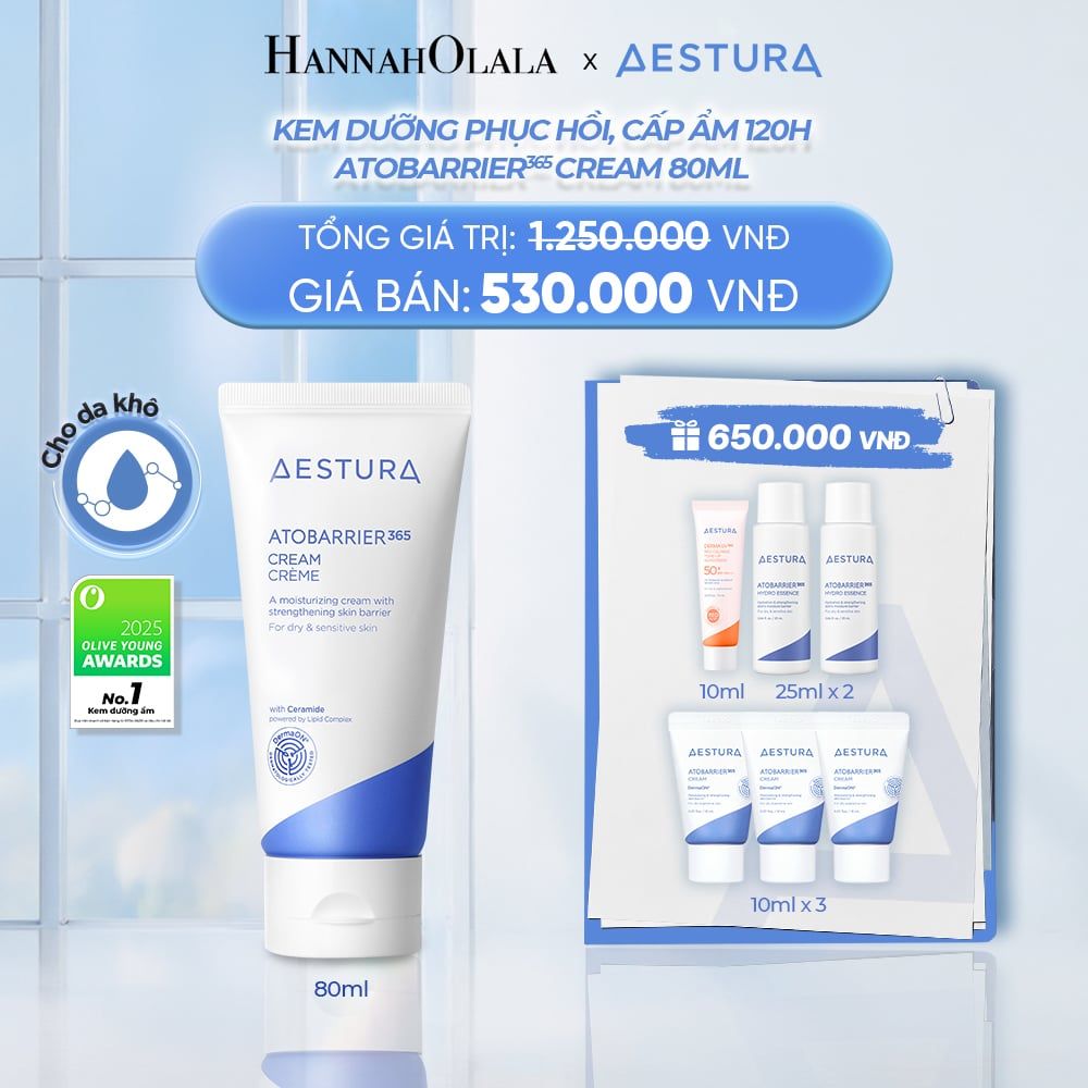  KEM DƯỠNG ẨM PHỤC HỒI VÀ CỦNG CỐ HÀNG RÀO BẢO VỆ DA AESTURA ATOBARRIER365 CREAM 80ML_ A118 