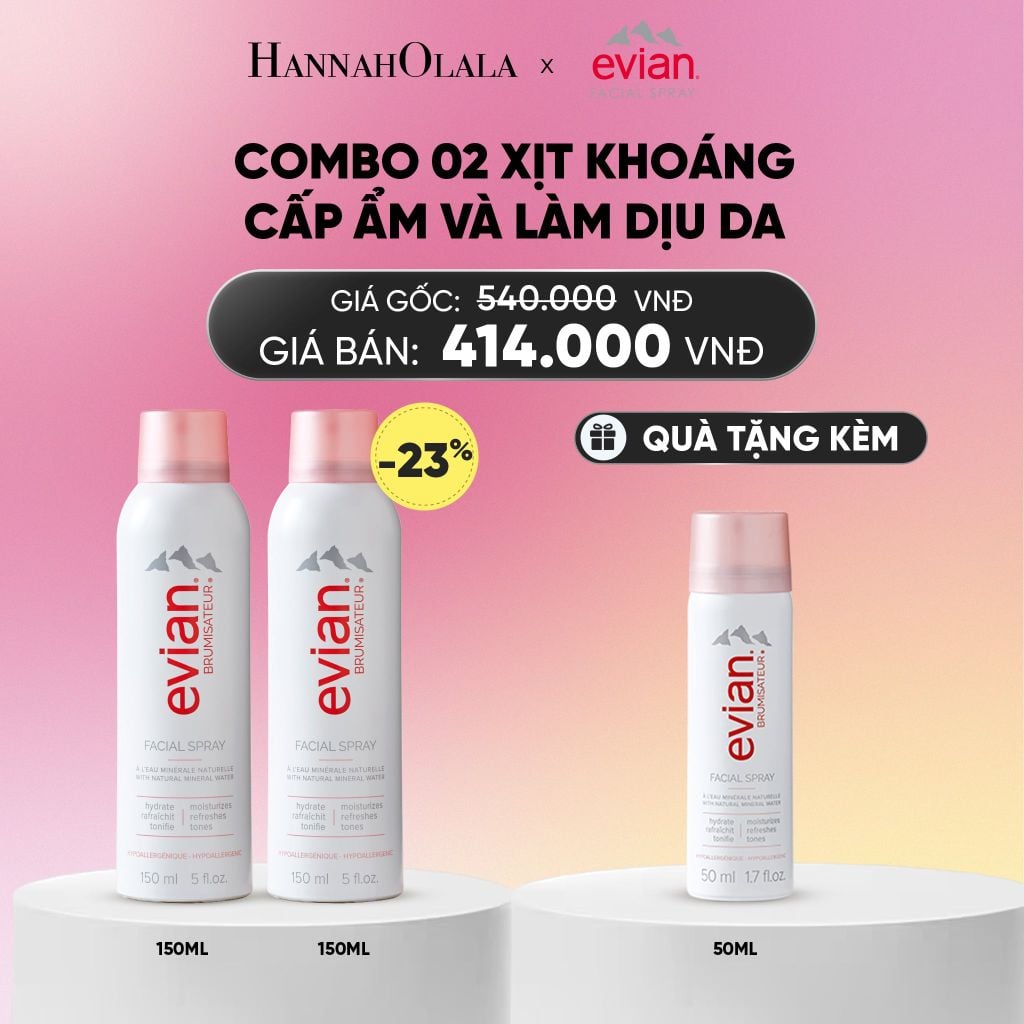  COMBO 2 CHAI XỊT KHOÁNG CẤP ẨM, LÀM DỊU DA EVIAN FACIAL SPRAY 150ML_A1575 
