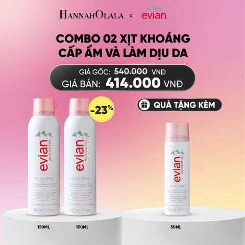  COMBO 2 CHAI XỊT KHOÁNG CẤP ẨM, LÀM DỊU DA EVIAN FACIAL SPRAY 150ML_A1575 