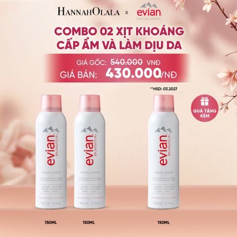  COMBO 2 CHAI XỊT KHOÁNG CẤP ẨM, LÀM DỊU DA EVIAN FACIAL SPRAY 150ML - A1703 
