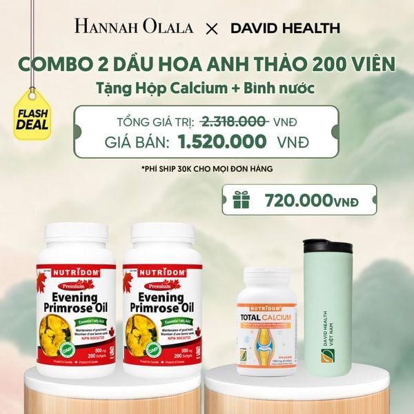  [FLASH DEAL] MUA 2 LỌ HỘP DẦU HOA ANH THẢO CHIỀU (200 VIÊN) - TẶNG 1 CANXI + BÌNH NƯỚC GIỮ NHIỆT CAO CẤP DAVID HEALTH - DEAL 3 - A843 