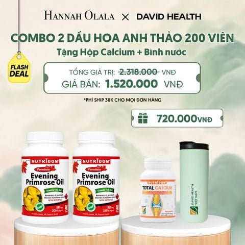  [FLASH DEAL] MUA 2 LỌ HỘP DẦU HOA ANH THẢO CHIỀU (200 VIÊN) - TẶNG 1 CANXI + BÌNH NƯỚC GIỮ NHIỆT CAO CẤP DAVID HEALTH - DEAL 3 